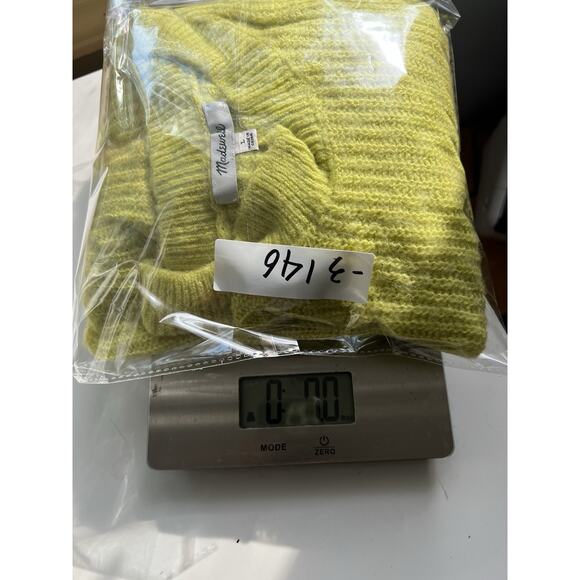 Madewell Womens Alpaca Blend Crew Neck Sweater Sz L Ribbed Lightweight Yellow - Picture 10 of 10
